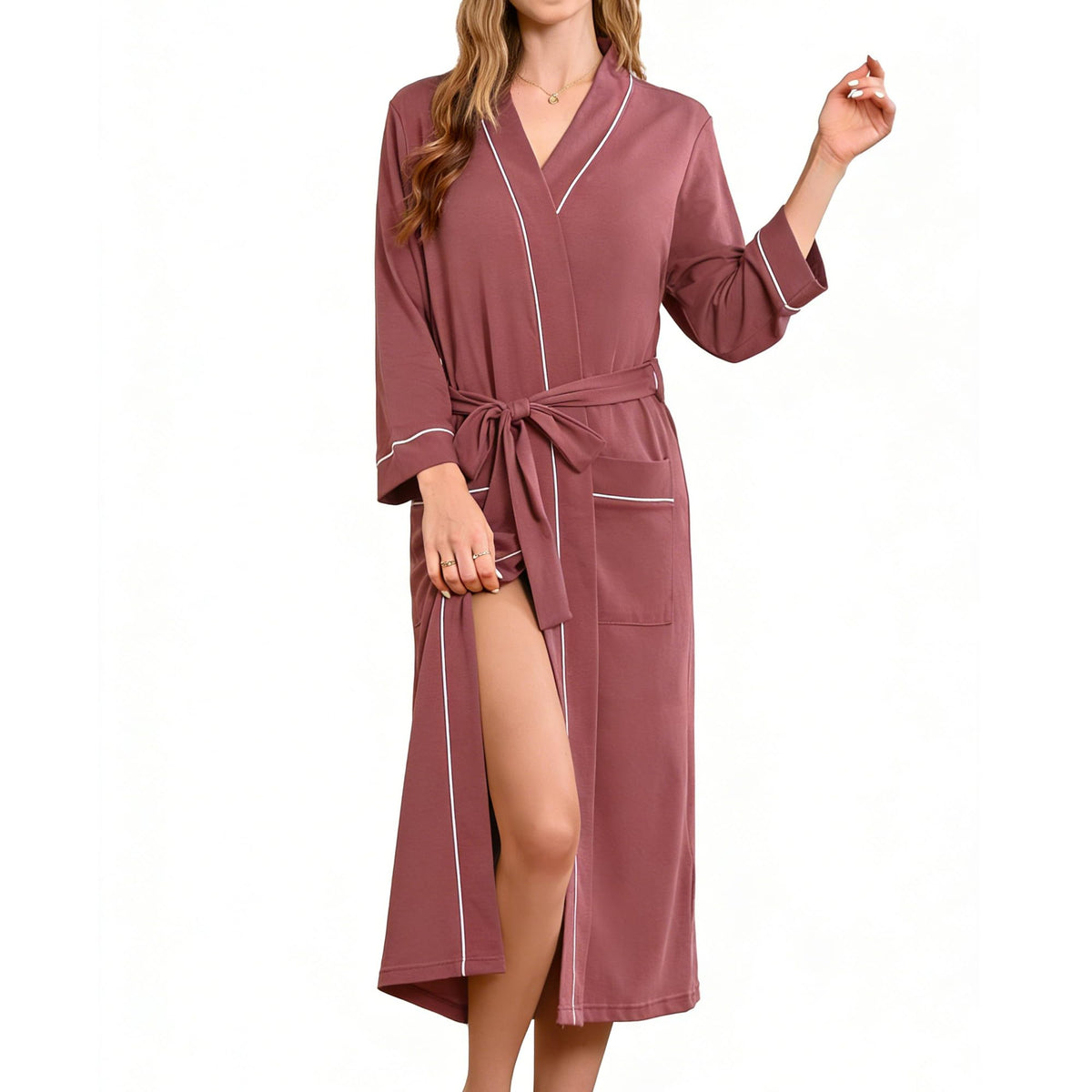 HEARTNICE Womens 100% Cotton Robe, Soft Lightweight Long Bathrobe for Home