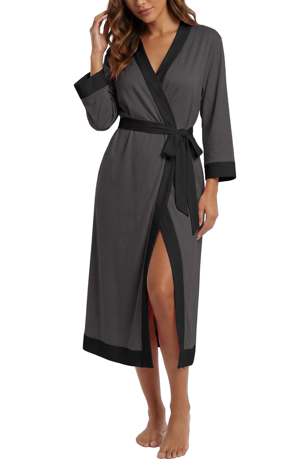 PrinStory Robes for Women Long Soft Robe Lightweight Bathrobe S-2XL