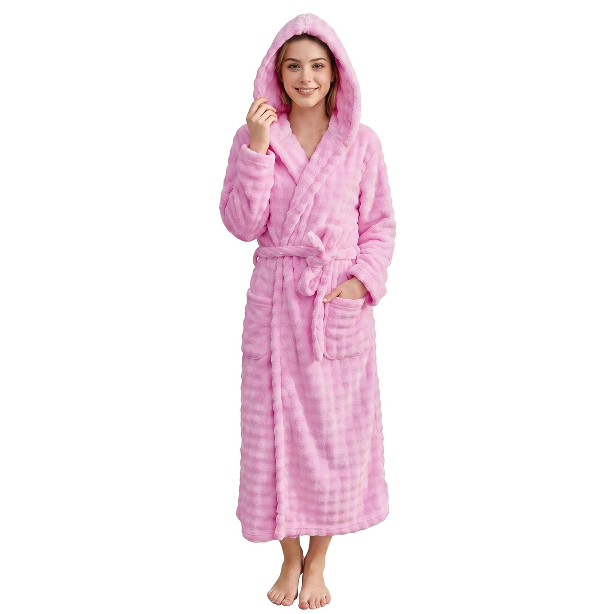 V.&GRIN Women Hooded Towel Robe, Quick-Dry Absorbent Long Bathrobe