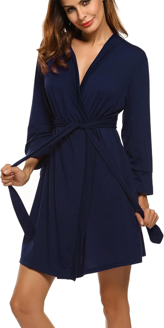 HOTOUCH Womens Robe Lightweight Short Knit Bathrobe Soft Ladies Sleepwear