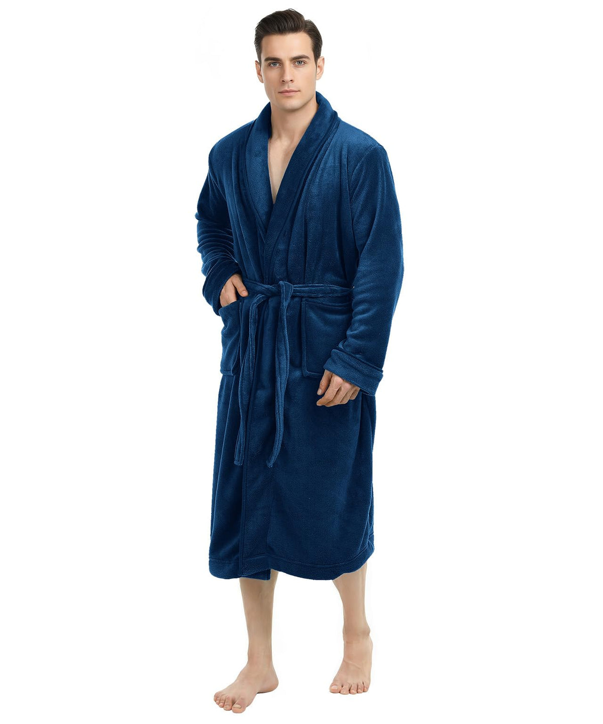 Luxury Ultra Soft Mens Robe Plush Fleece Long Bathrobe