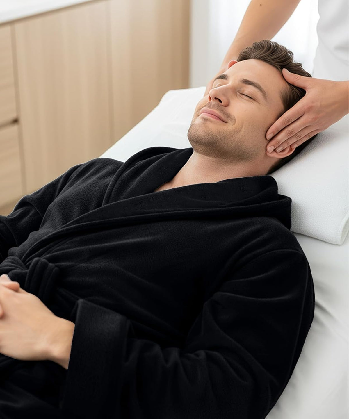 Luxury Ultra Soft Mens Robe with Hood Plush Fleece Long Bathrobe