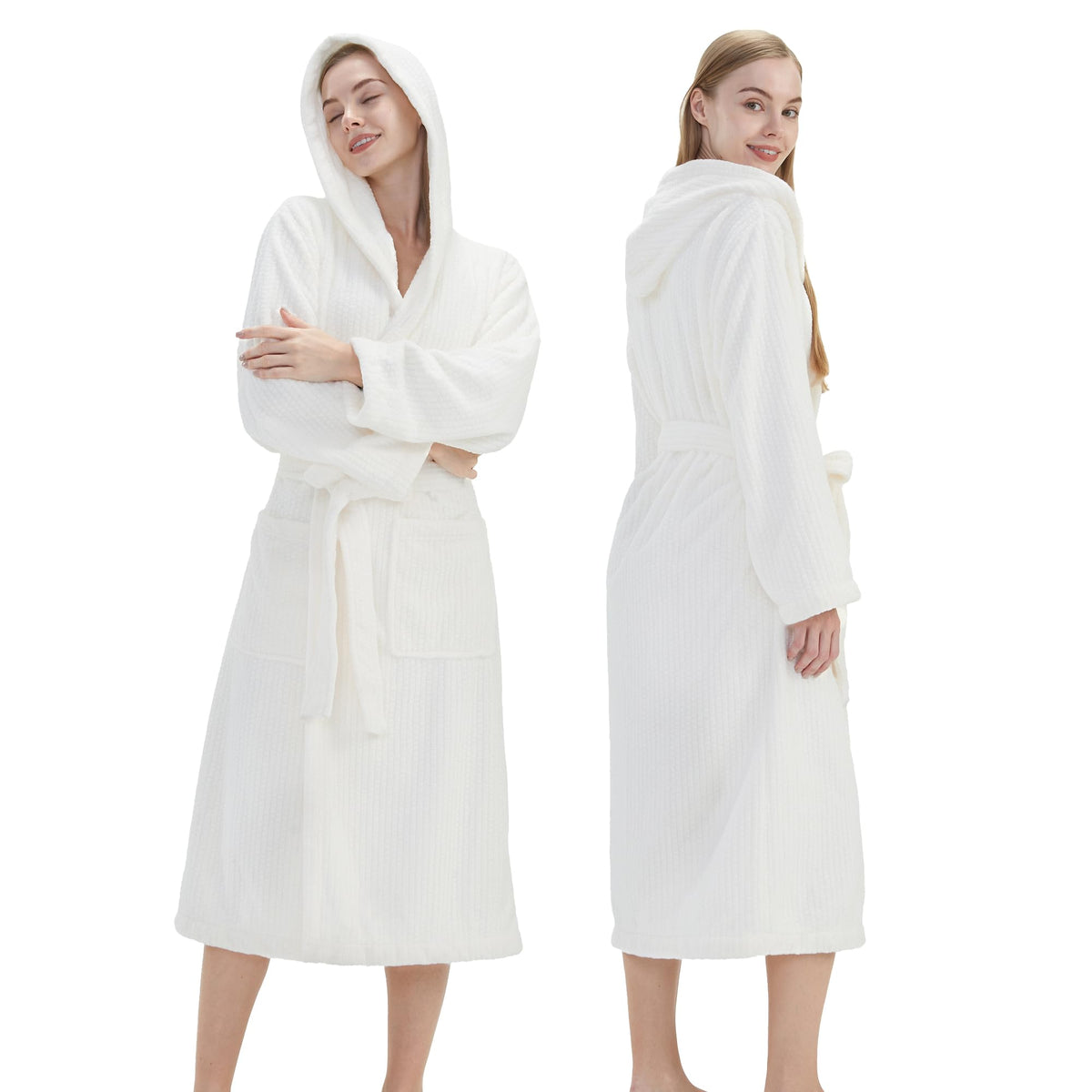 PJGGZ Hooded Bathrobes for Women, Soft Long Towel Robes for Women - Quick Dry yet Warm