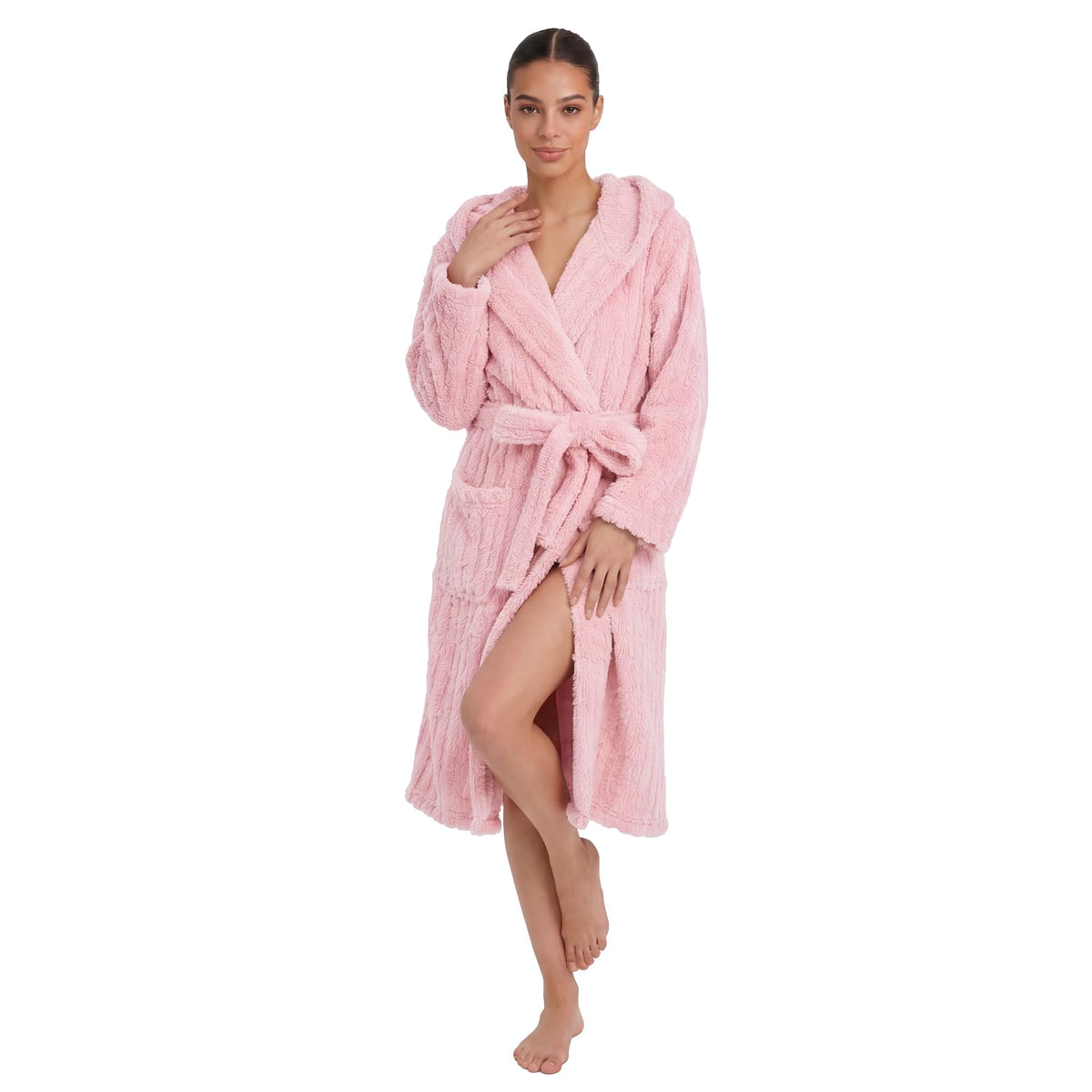 HEARTNICE Women Fuzzy Soft Long Hooded Warm Robes