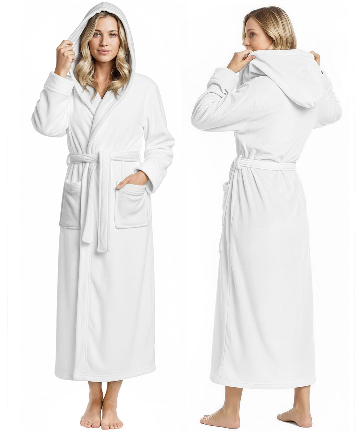 Premium Ultra Soft Robes for Women with Hood Plush Fleece Long Bathrobe
