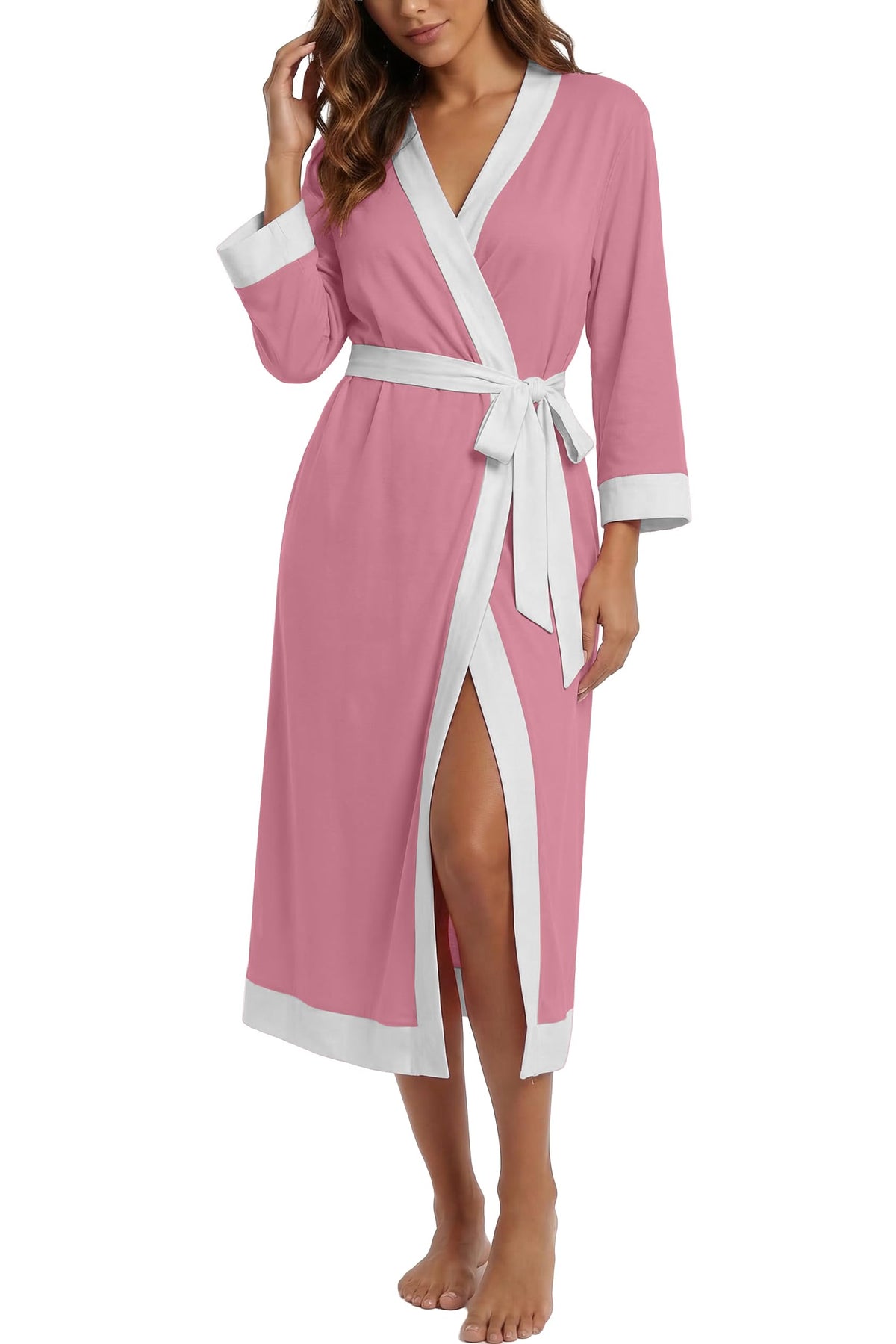 PrinStory Robes for Women Long Soft Robe Lightweight Bathrobe S-2XL