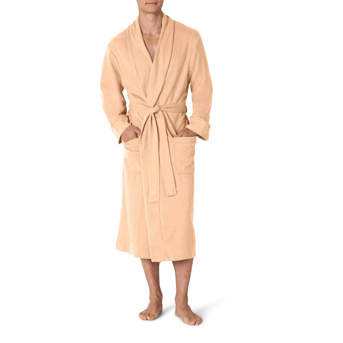 Amazon Essentials Men's Lightweight Cotton Waffle Bath Robe, Mid-Length Loungewear (Available in Big & Tall)