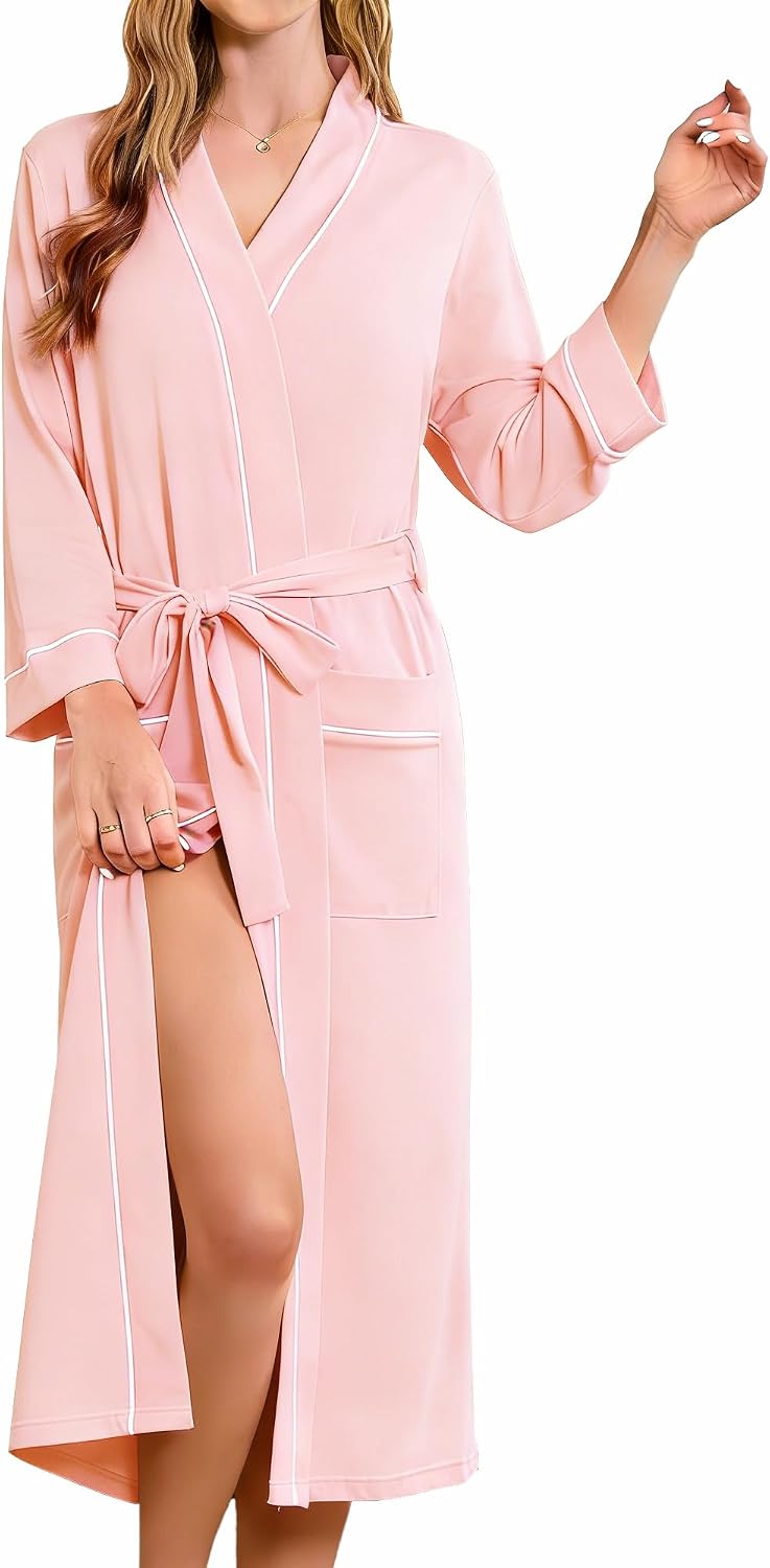 HEARTNICE Womens 100% Cotton Robe, Soft Lightweight Long Bathrobe for Home