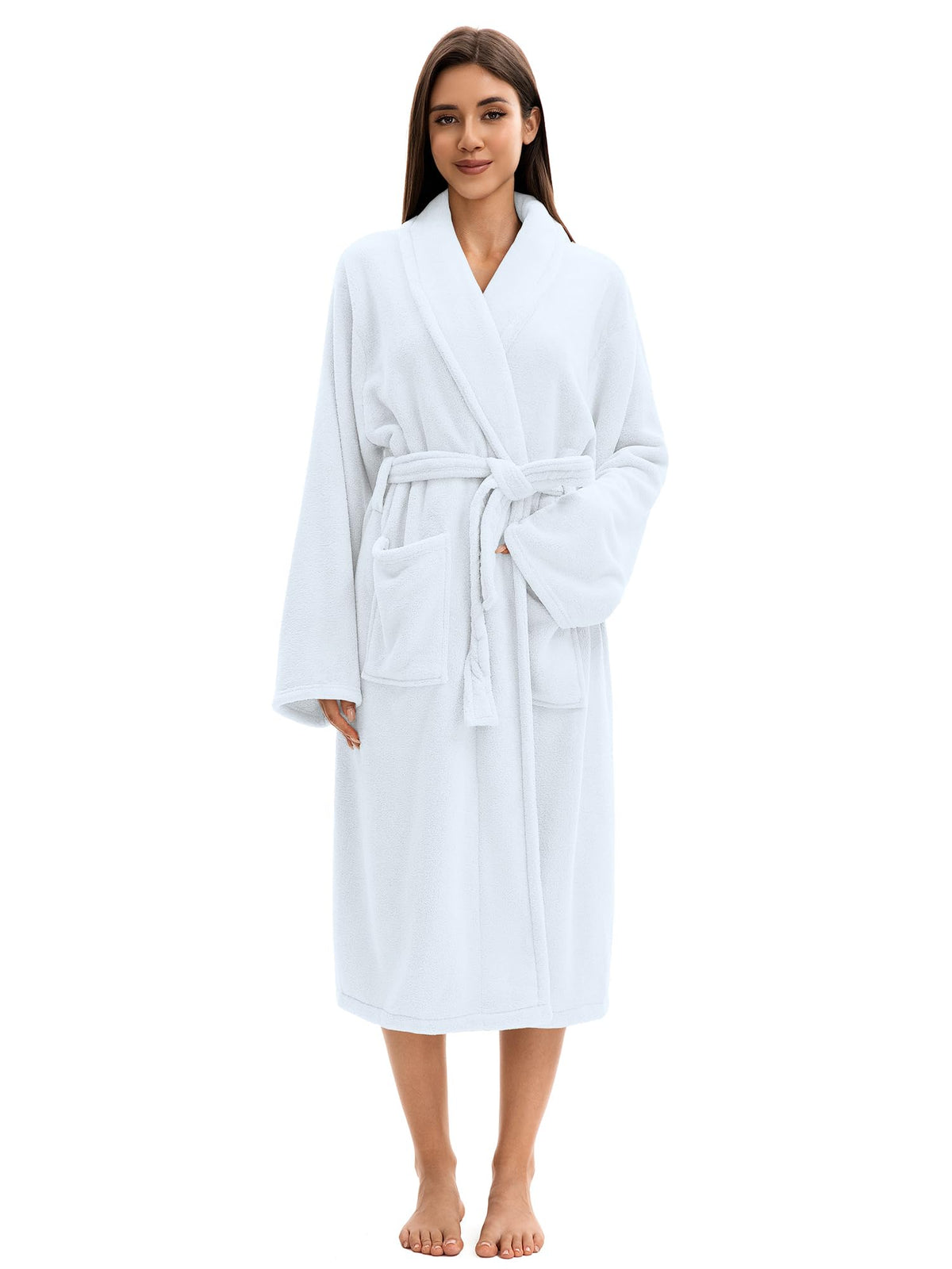 Soft Robe For Women，Warm Plush Bath Robes Female，Spa Towel After Shower Lightweight Long Bathrobe