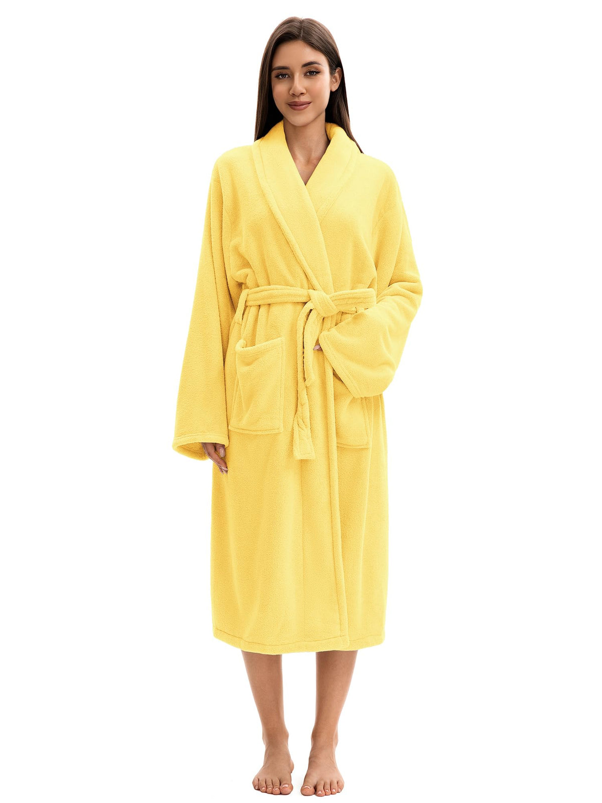 Soft Robe For Women，Warm Plush Bath Robes Female，Spa Towel After Shower Lightweight Long Bathrobe