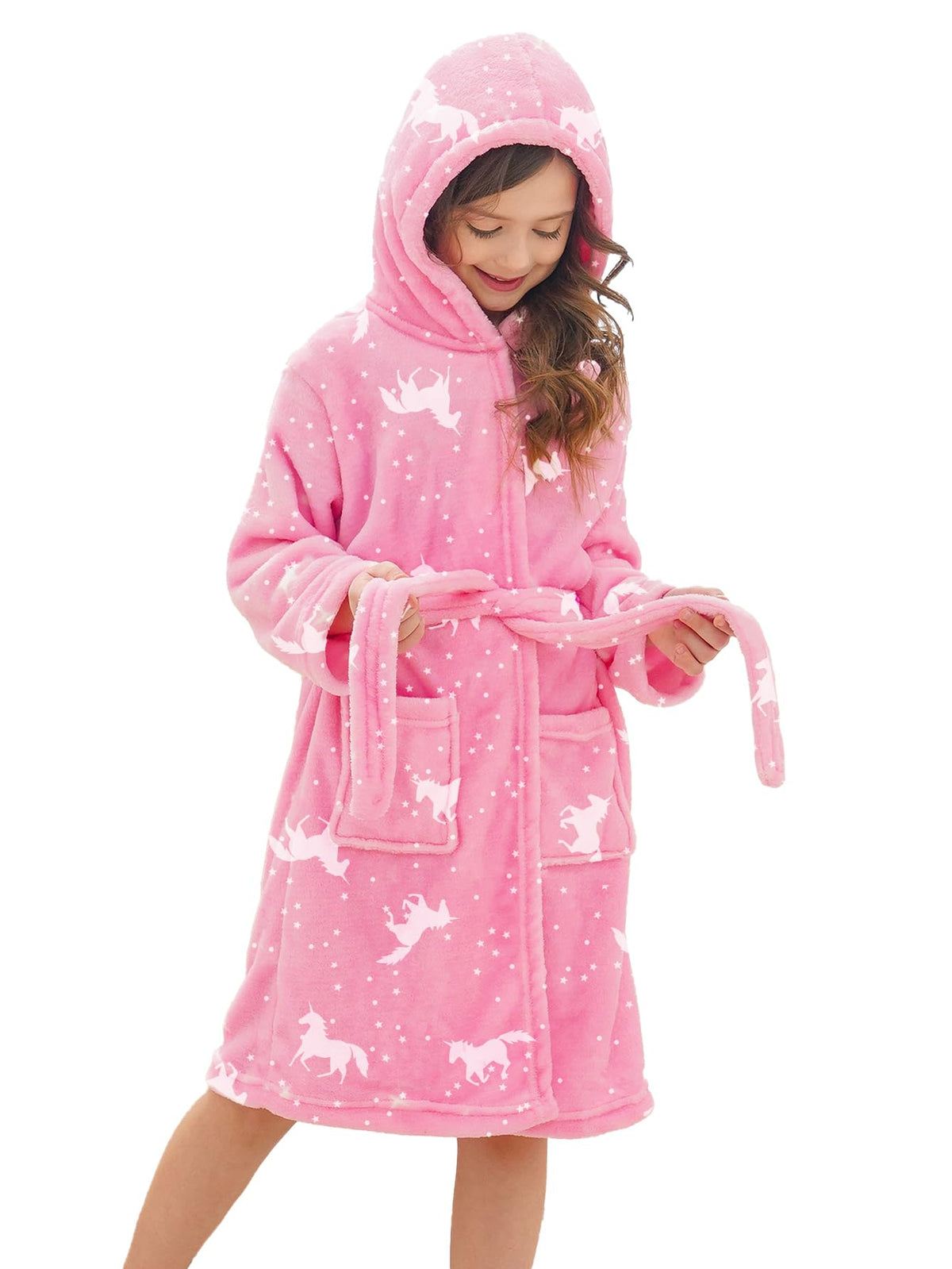 Doctor Unicorn Soft Hooded Rainbow Bathrobe Sleepwear for Girls