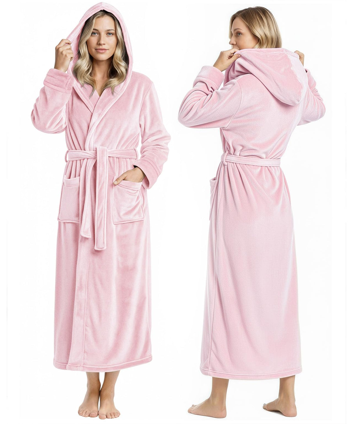 Premium Ultra Soft Robes for Women with Hood Plush Fleece Long Bathrobe