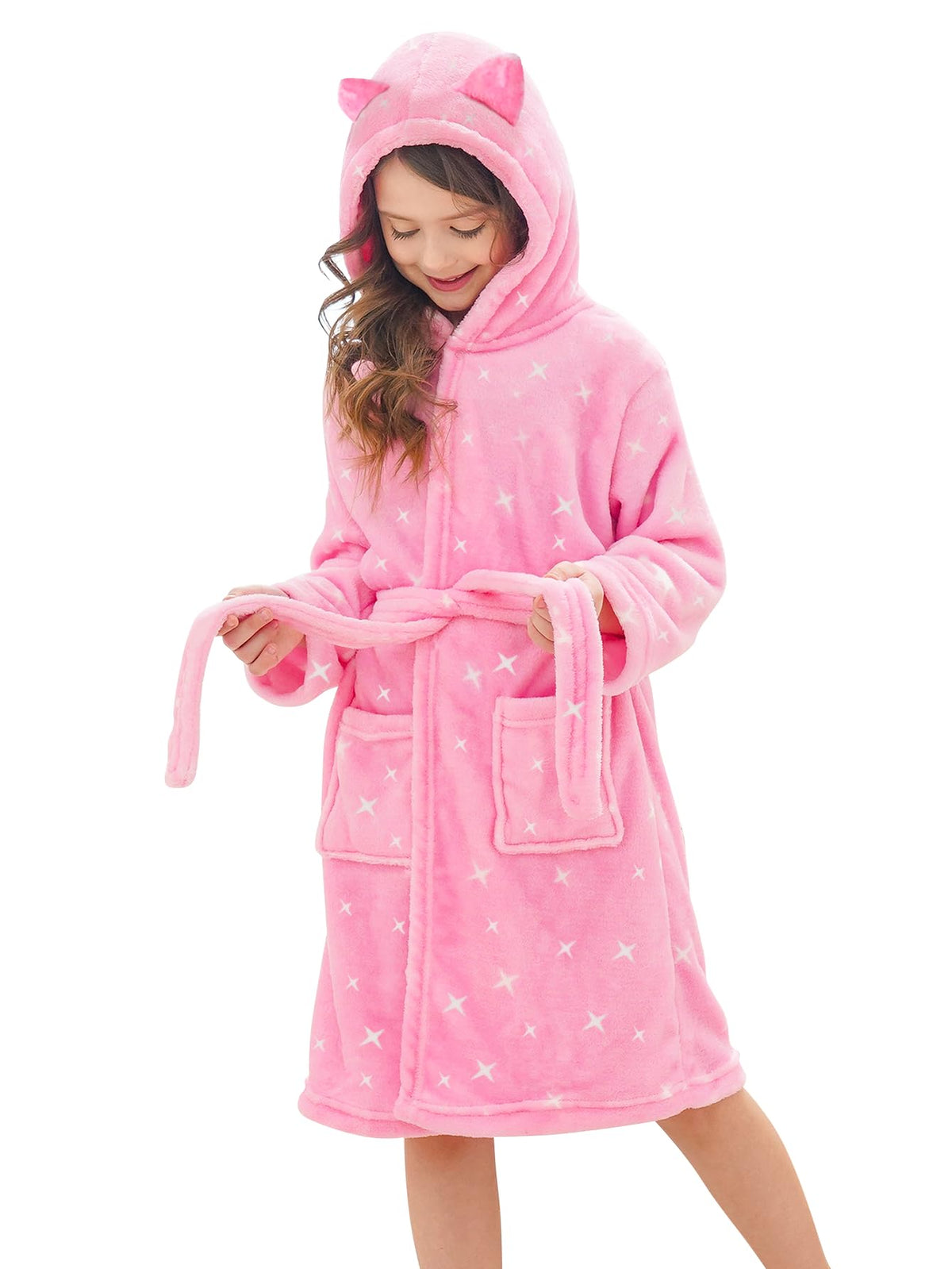 Doctor Unicorn Soft Hooded Rainbow Bathrobe Sleepwear for Girls
