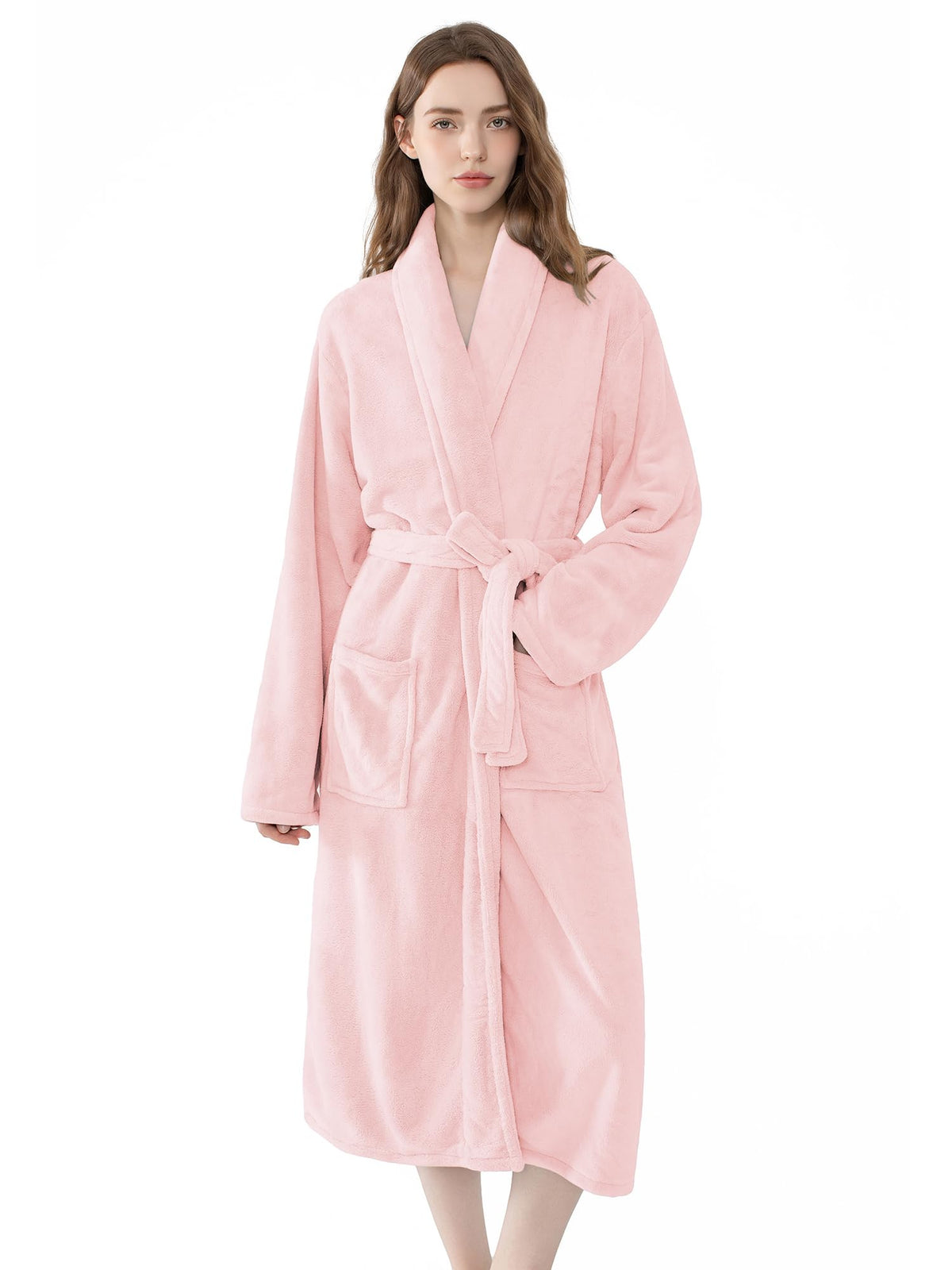 Soft Robe For Women，Warm Plush Bath Robes Female，Spa Towel After Shower Lightweight Long Bathrobe