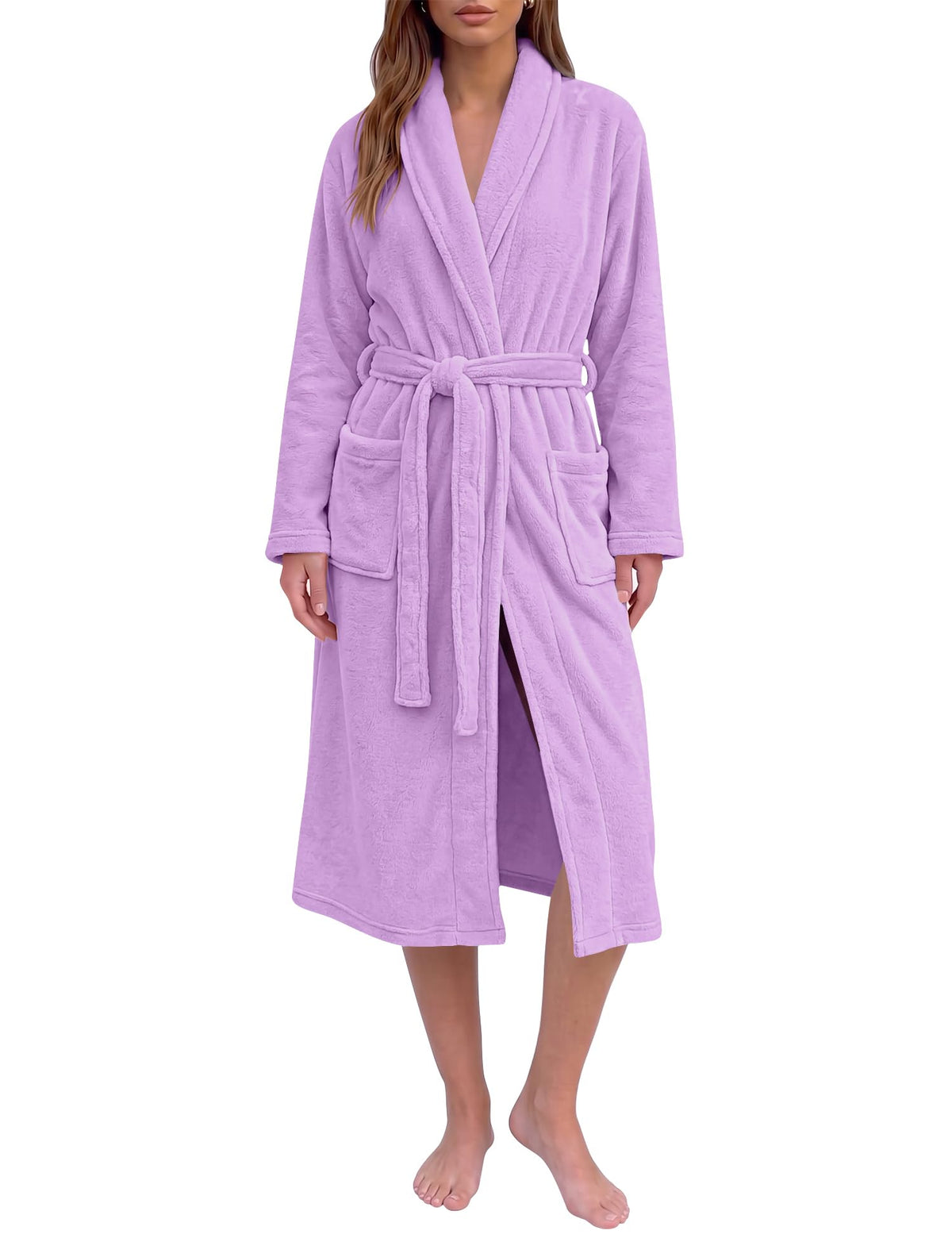 Fleece Robes for Women Cute Soft Printed Bathrobe Lightweight Fall Winter Robe with Belt