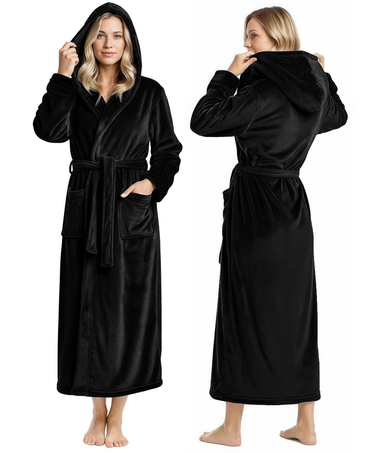 Premium Ultra Soft Robes for Women with Hood Plush Fleece Long Bathrobe