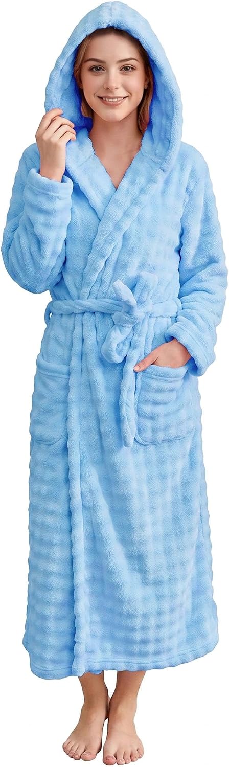 V.&GRIN Women Hooded Towel Robe, Quick-Dry Absorbent Long Bathrobe