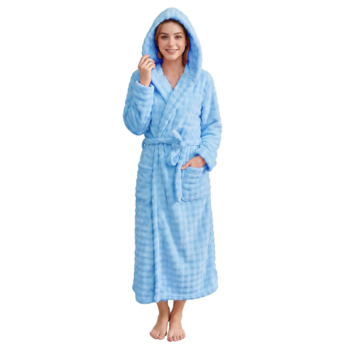 V.&GRIN Women Hooded Towel Robe, Quick-Dry Absorbent Long Bathrobe