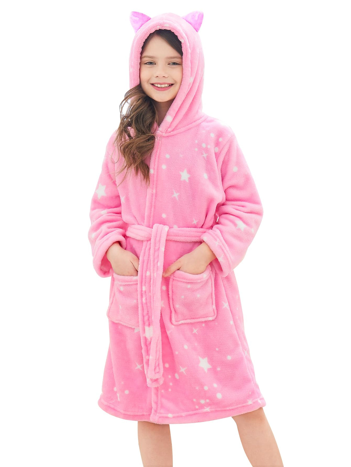 Doctor Unicorn Soft Hooded Rainbow Bathrobe Sleepwear for Girls