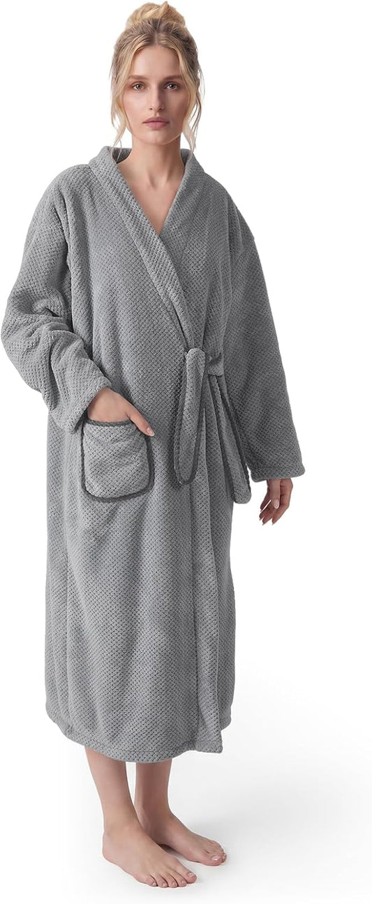 REDKISS Premium Womens Robe, Microfiber Long Bath Robe for Women, Lightweight Soft Women's Bathrobe