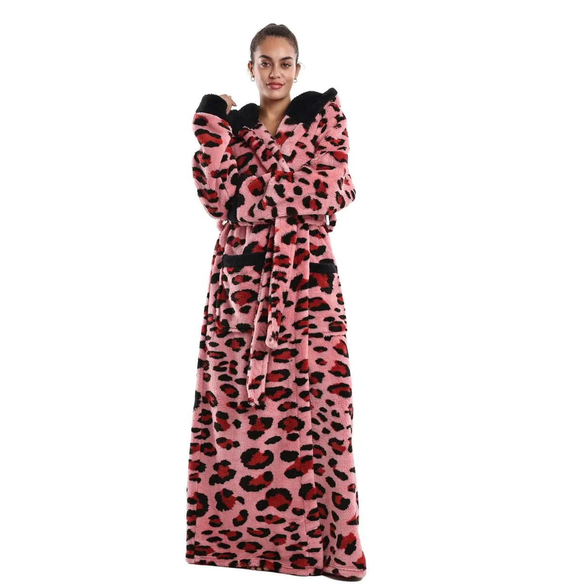 Msrlassn Cozy Soft Bathrobe Flannel Lined Hooded Robe for Women, Thickened Long Sleeve Pyjamas Cute Print Home Loungewear Sleepwear Halloween