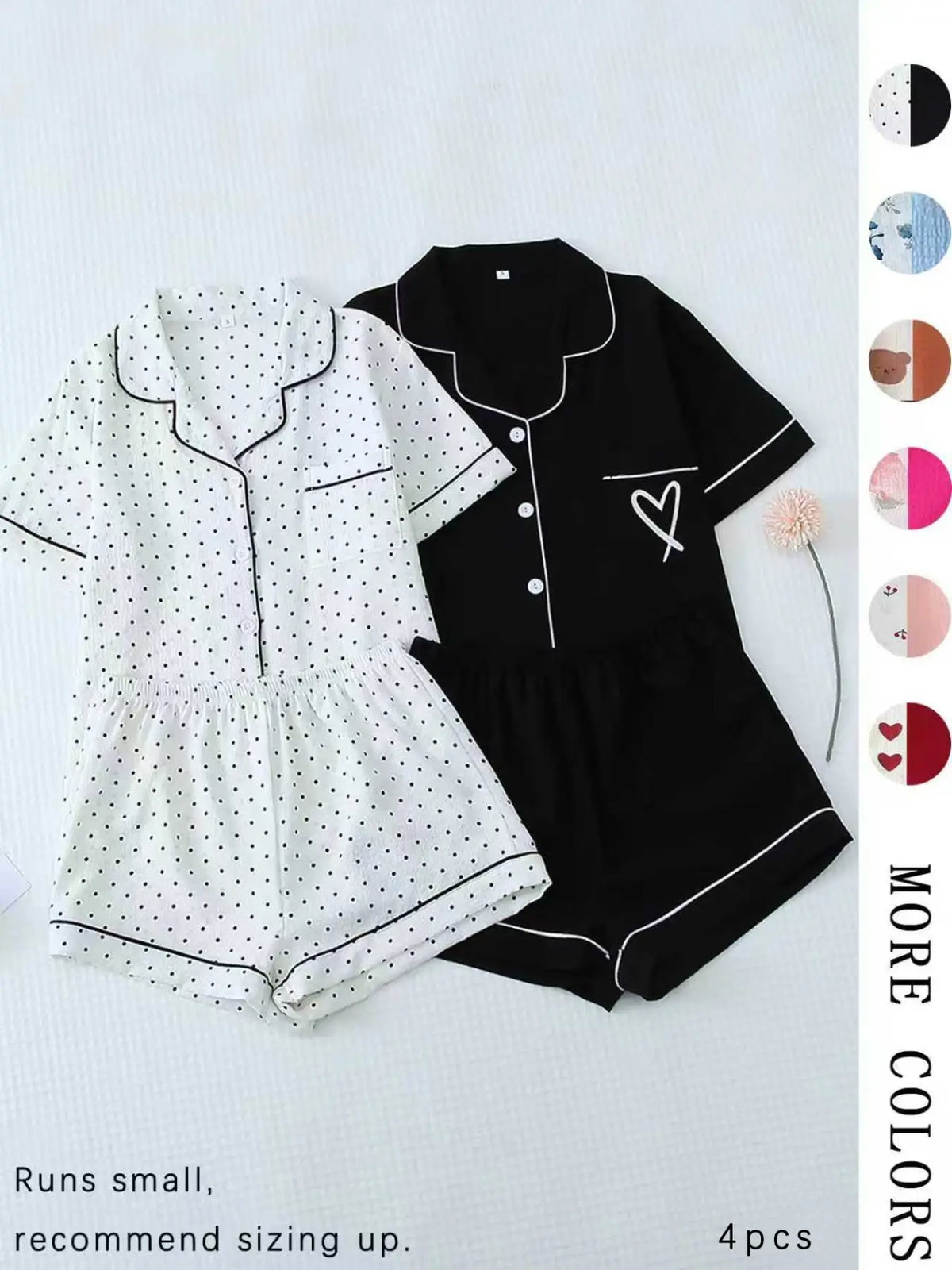 Women's All Over Print Woven Casual Loungewear Set, Contrast Binding Pocket Button Top & Elastic Shorts Pajama Set, Ladies Summer Pjs Nightwear Matching Pj Set