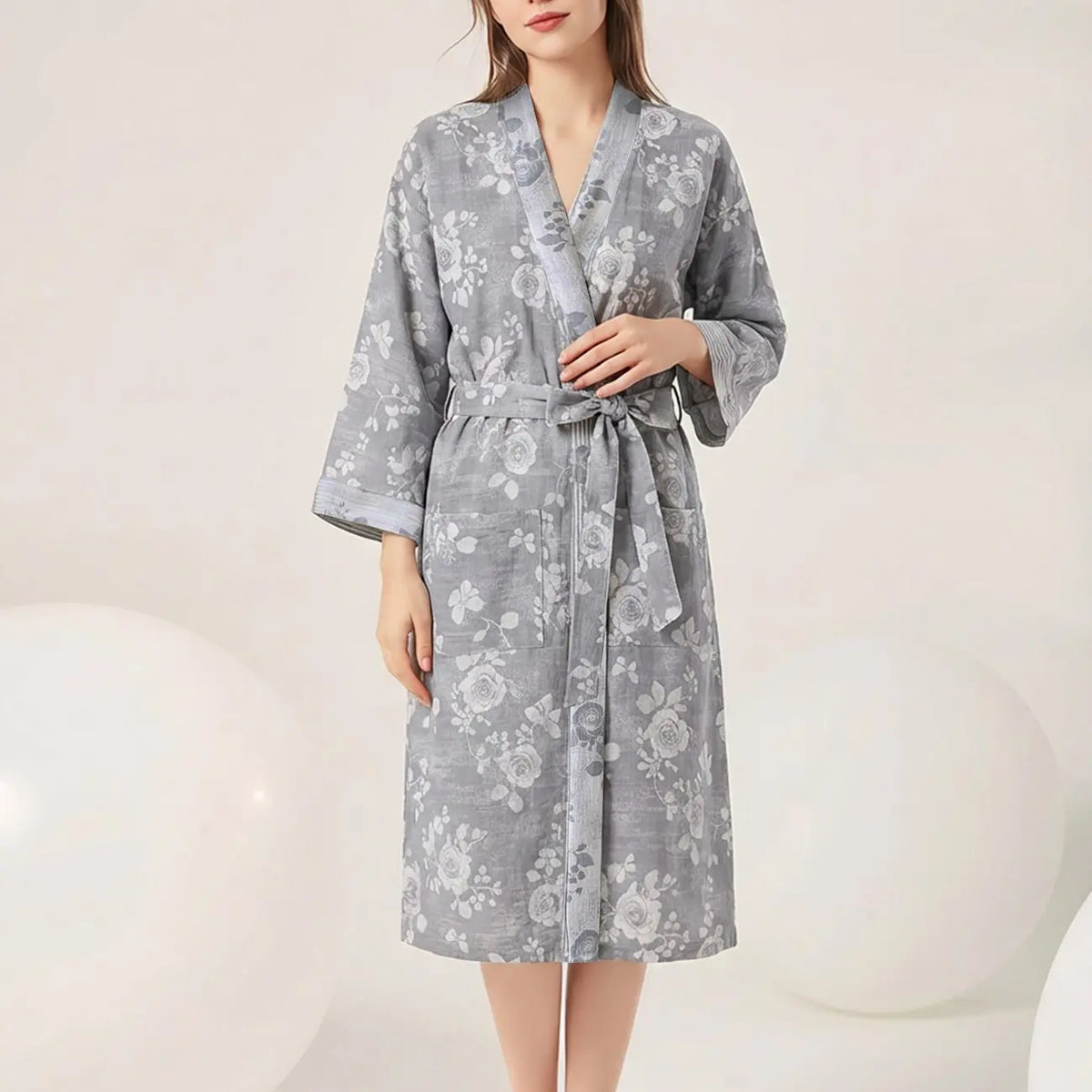 Arssm Women Cotton Gauze Robes Jacquard Japanese Yukata Muslin Kimono Robe Bathrobe Loungewear Sleepwear
