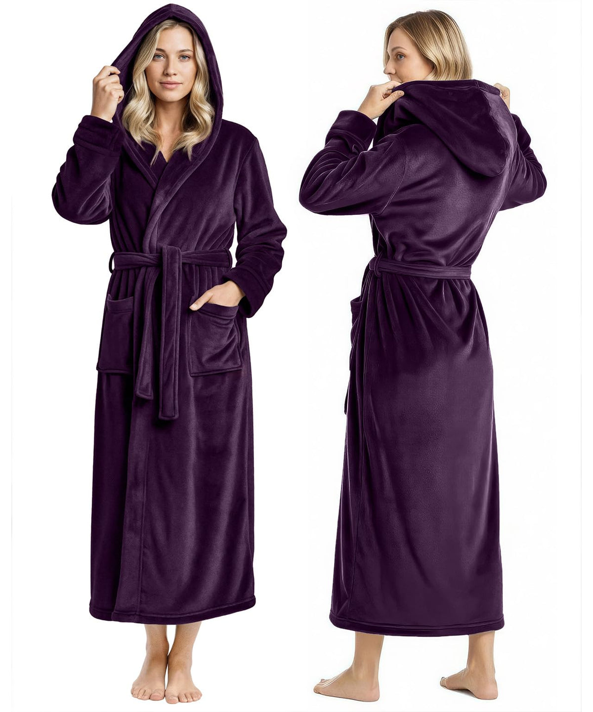 Premium Ultra Soft Robes for Women with Hood Plush Fleece Long Bathrobe