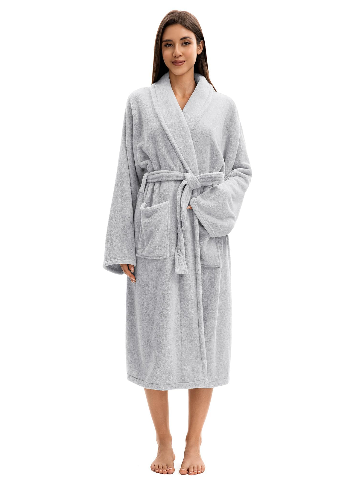 Soft Robe For Women，Warm Plush Bath Robes Female，Spa Towel After Shower Lightweight Long Bathrobe