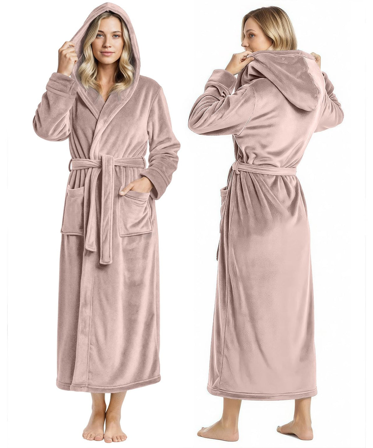 Premium Ultra Soft Robes for Women with Hood Plush Fleece Long Bathrobe