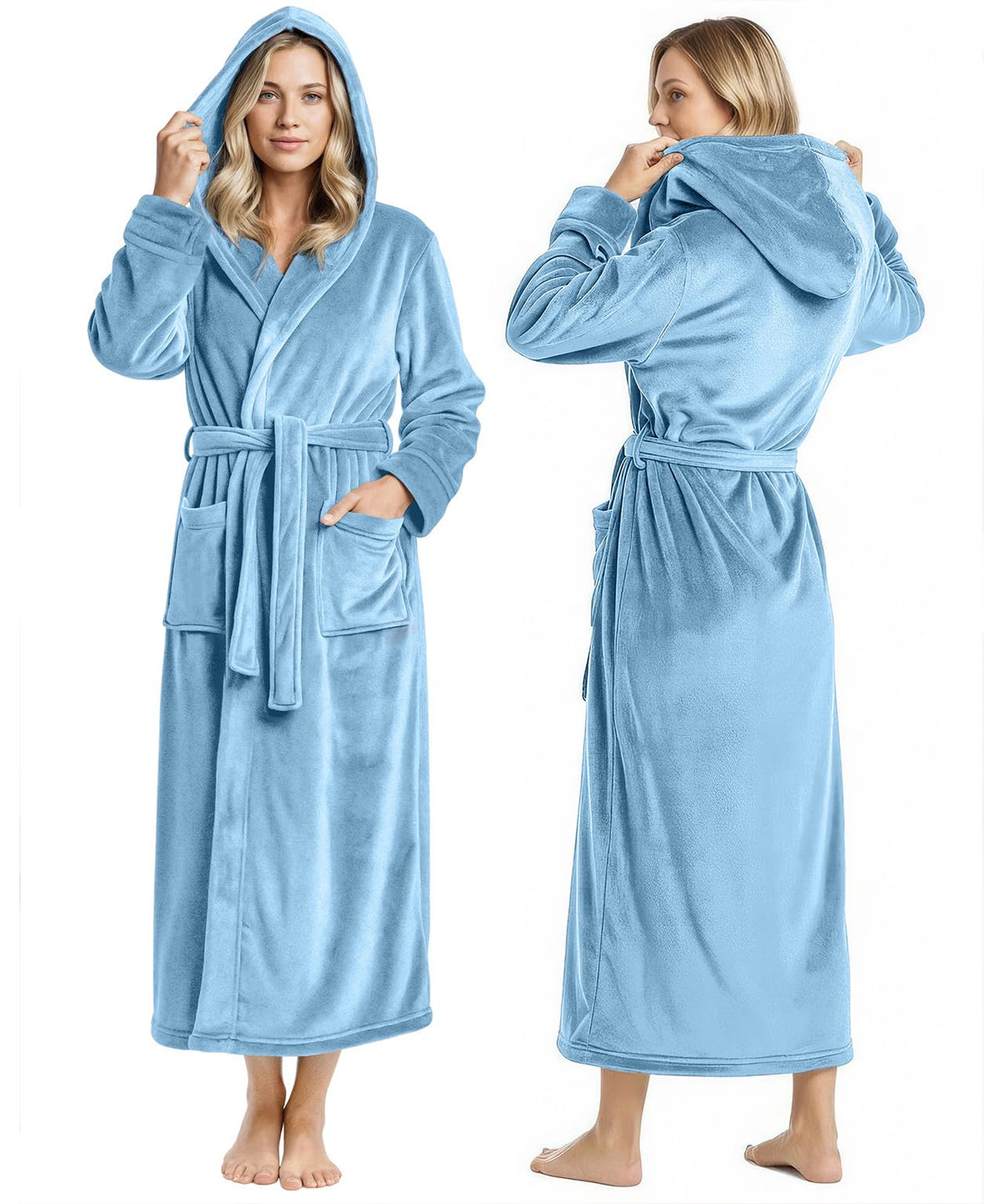 Premium Ultra Soft Robes for Women with Hood Plush Fleece Long Bathrobe