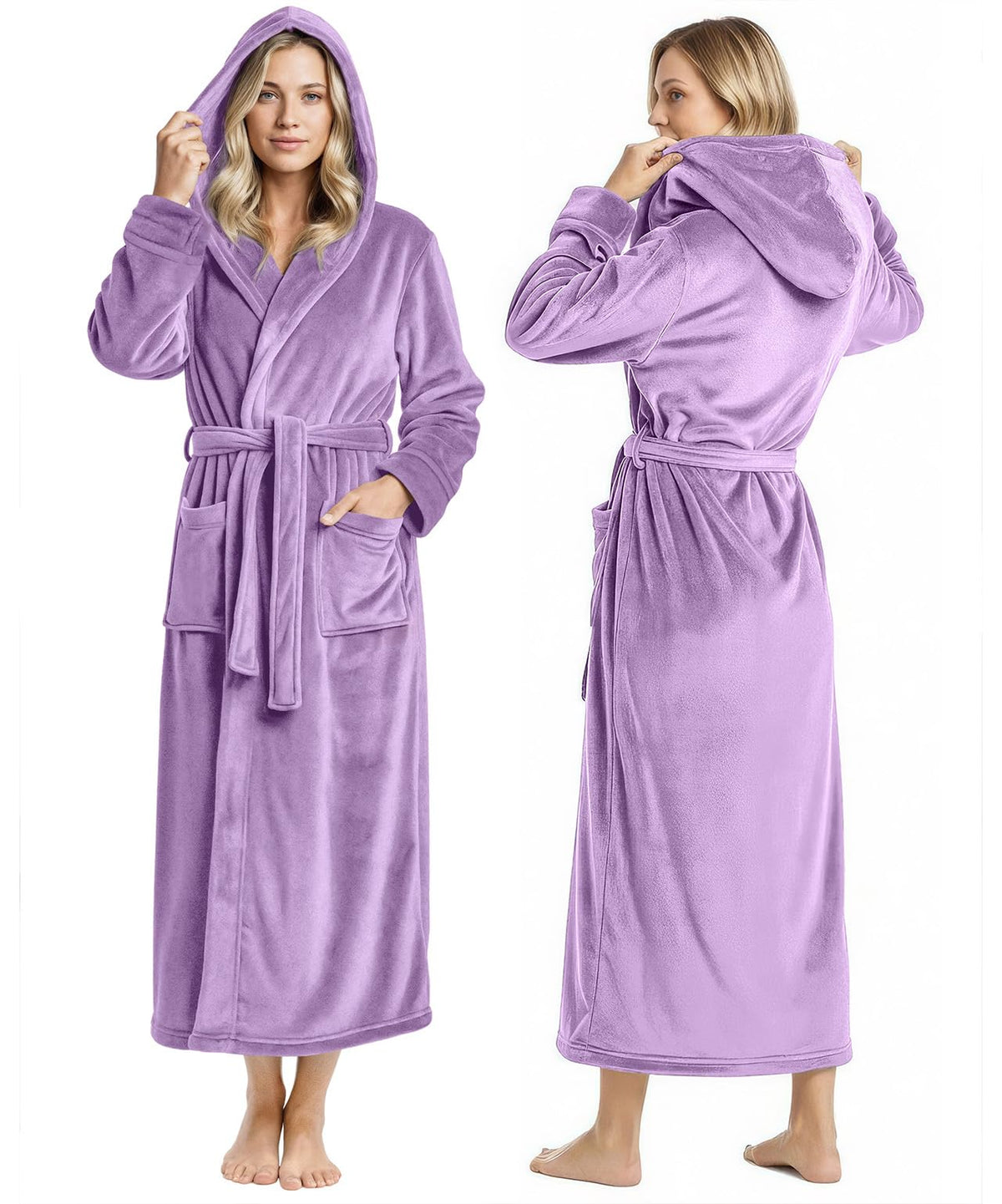 Premium Ultra Soft Robes for Women with Hood Plush Fleece Long Bathrobe