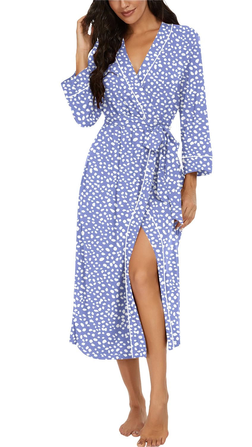 PrinStory Robes for Women 3/4 Sleeve Long Bath Robe XS-4XL