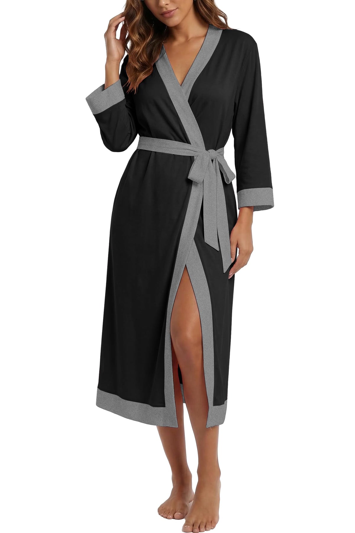 PrinStory Robes for Women Long Soft Robe Lightweight Bathrobe S-2XL