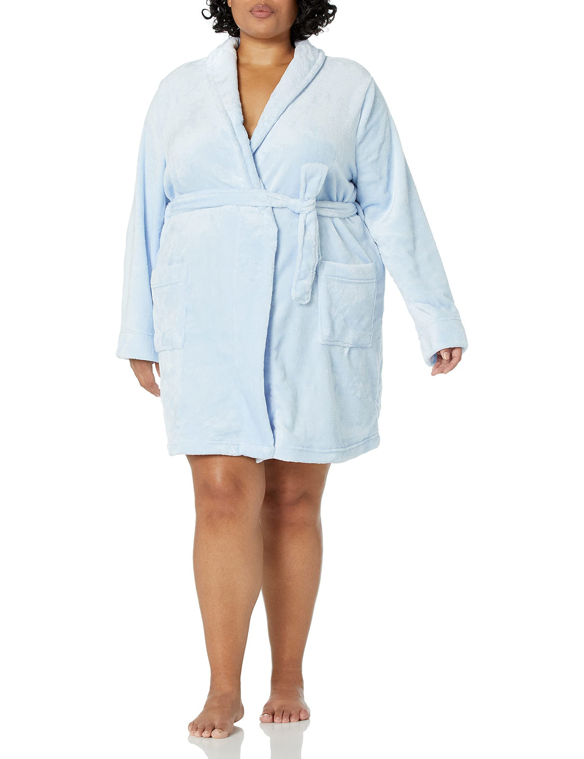Amazon Essentials Women's Mid-Length Plush Bath Robe, Loungewear (Available in Plus Size)