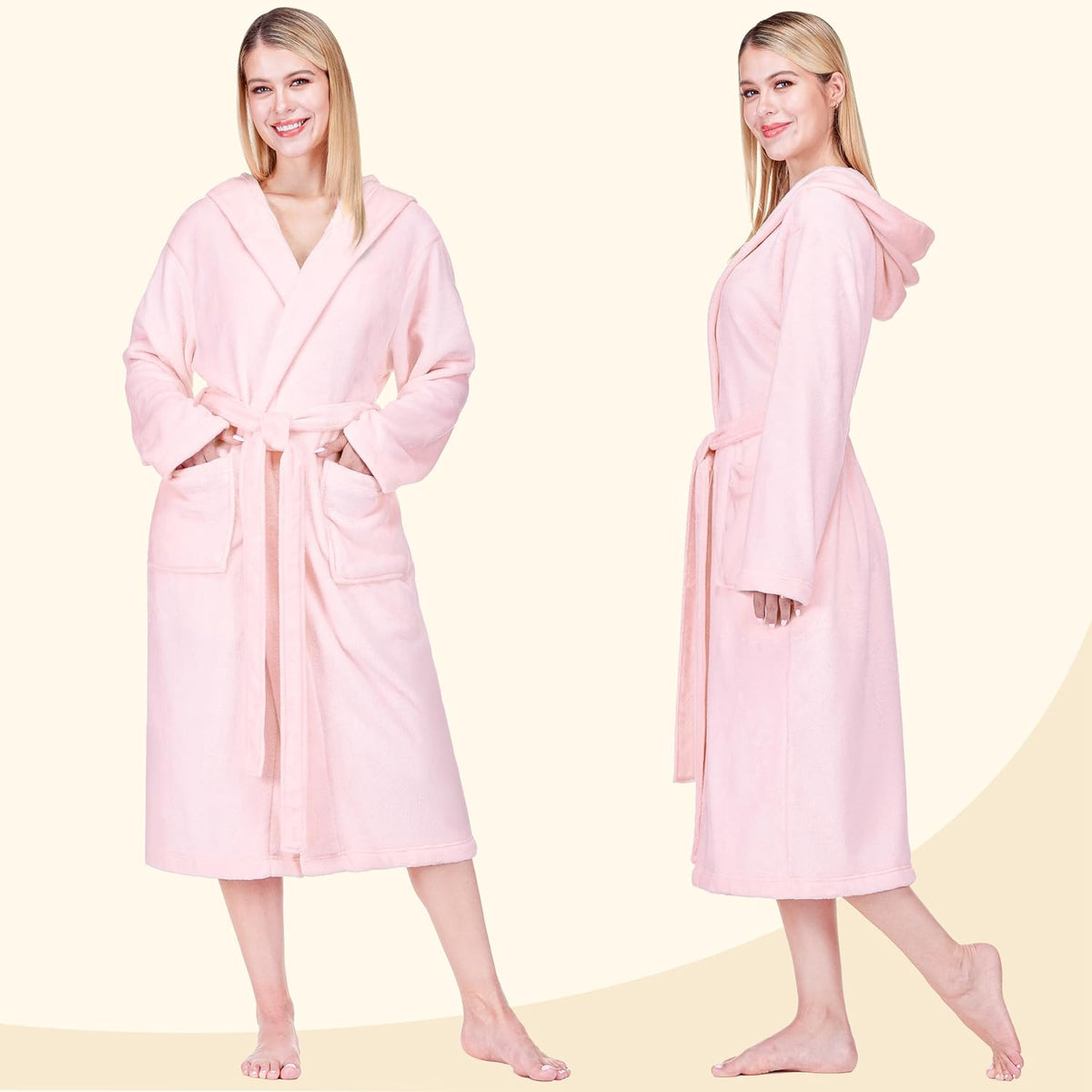 PAVILIA Womens Hooded Fleece Robe, Soft Plush Long Bathrobe with Hood