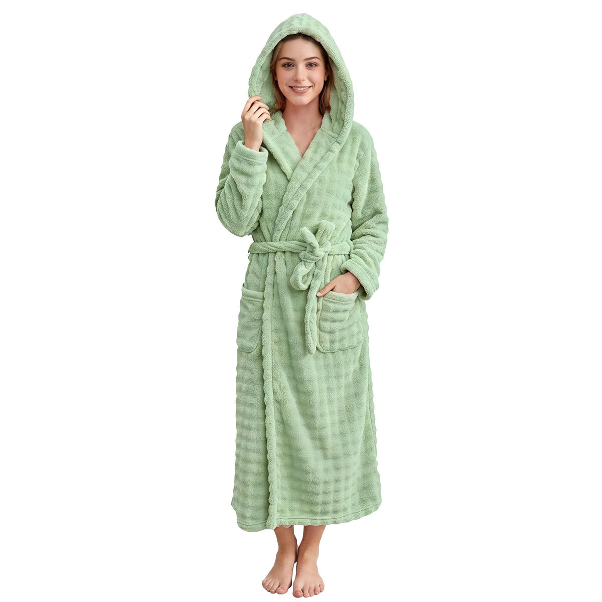 V.&GRIN Women Hooded Towel Robe, Quick-Dry Absorbent Long Bathrobe