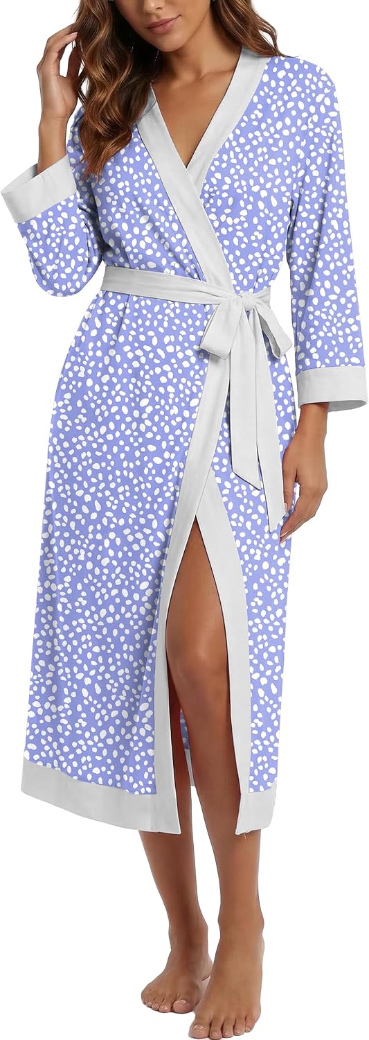 PrinStory Robes for Women Long Soft Robe Lightweight Bathrobe S-2XL