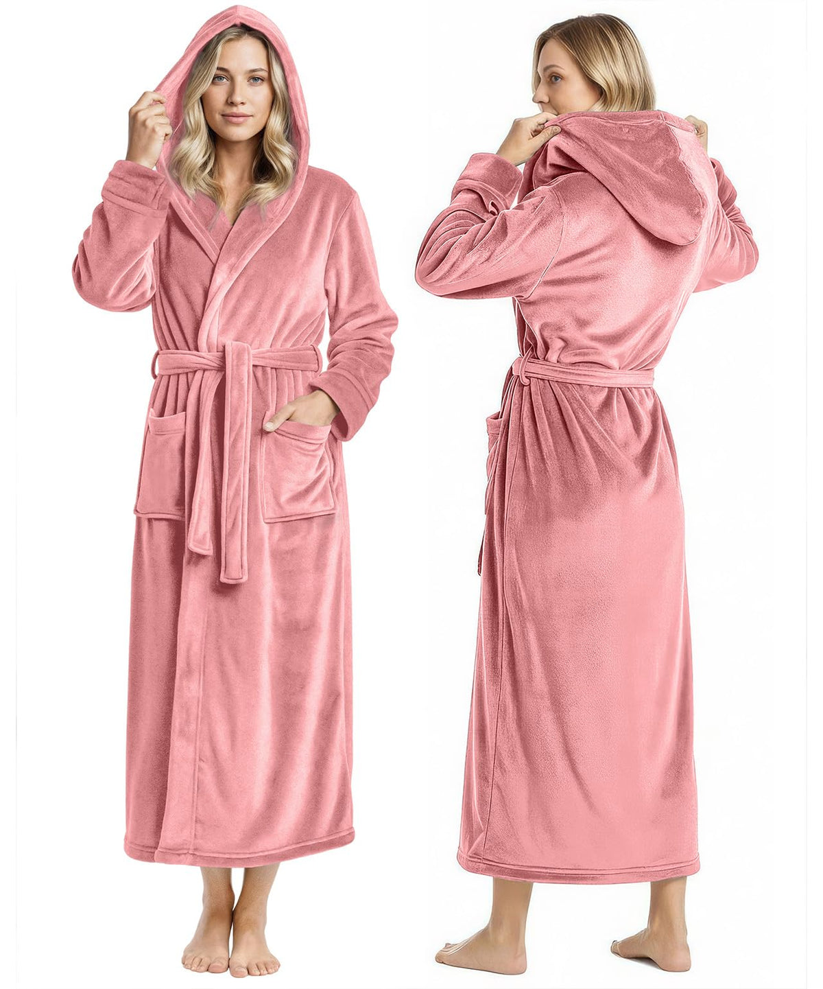 Premium Ultra Soft Robes for Women with Hood Plush Fleece Long Bathrobe