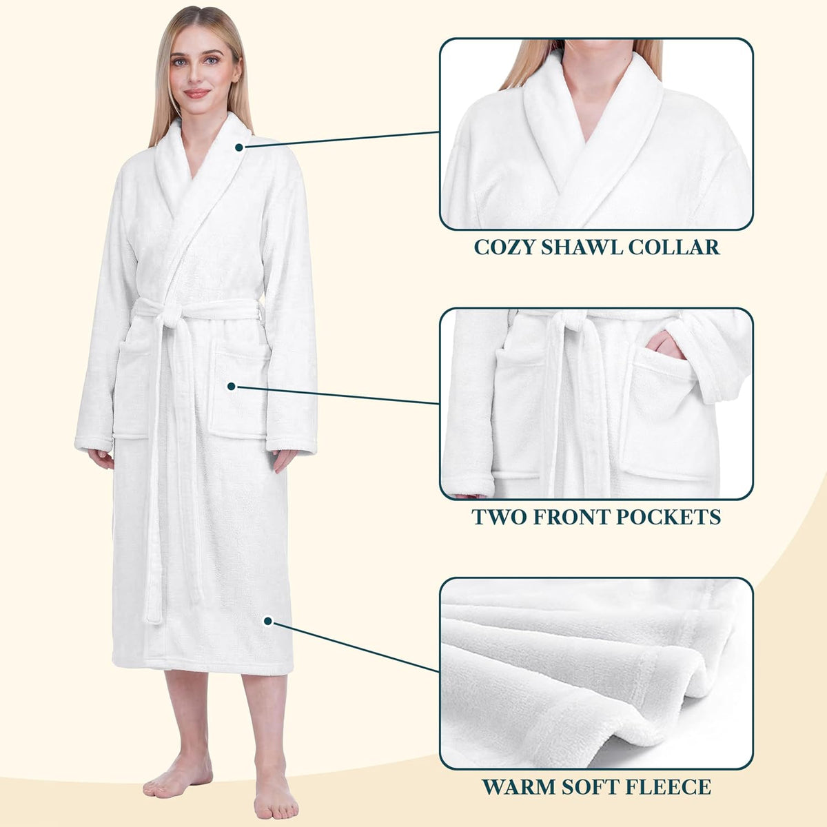 PAVILIA Womens Robe Fleece Plush Soft, Fluffy Fuzzy Cozy Warm Bathrobe