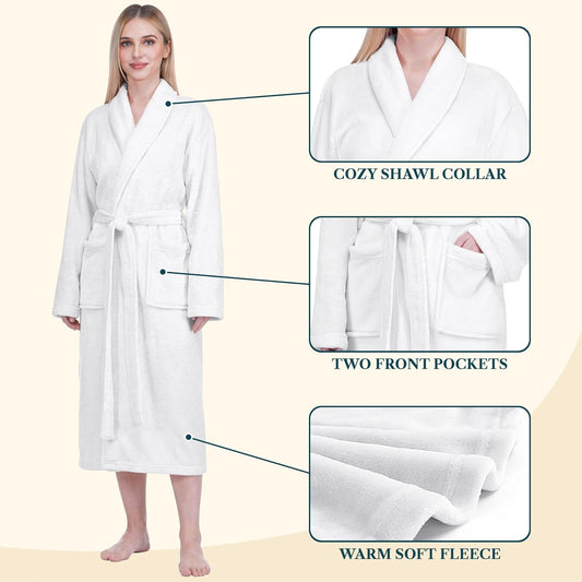 PAVILIA Womens Robe Fleece Plush Soft, Fluffy Fuzzy Cozy Warm Bathrobe