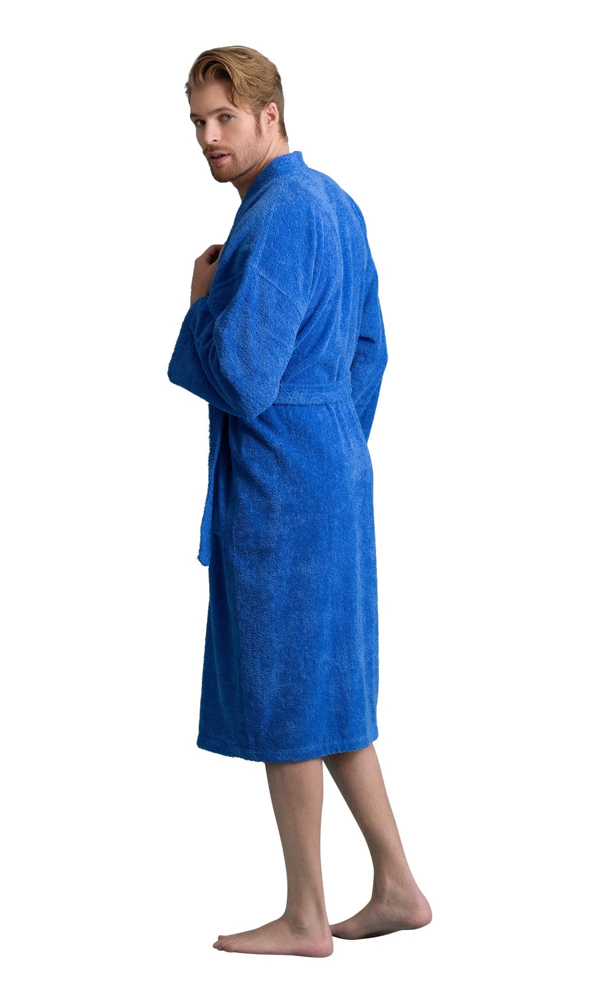 Men's Turkish Terry Kimono Style Bathrobe - 100% Cotton Robe for Men - Comfortable & Absorbent - Soft & Cozy Wear