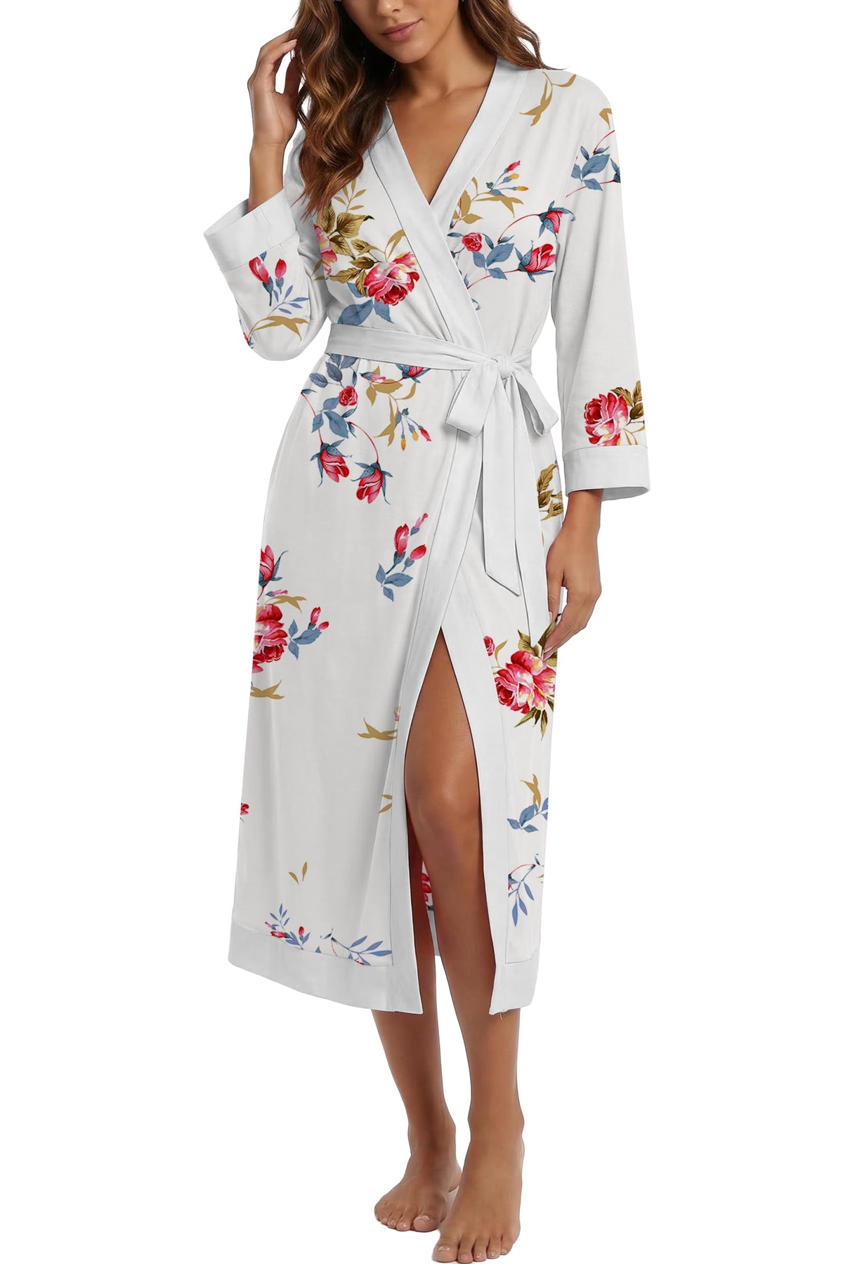 PrinStory Robes for Women Long Soft Robe Lightweight Bathrobe S-2XL
