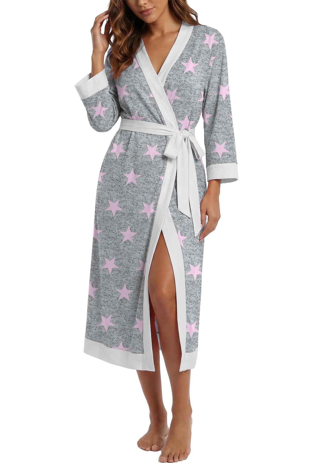 PrinStory Robes for Women Long Soft Robe Lightweight Bathrobe S-2XL