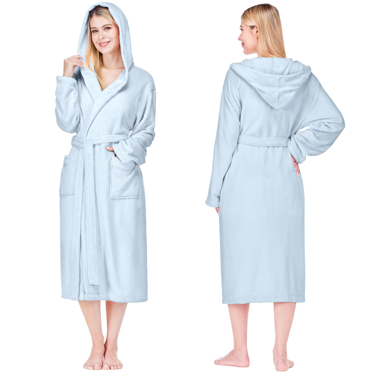 PAVILIA Womens Hooded Fleece Robe, Soft Plush Long Bathrobe with Hood