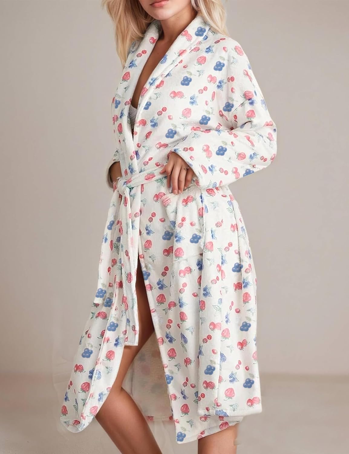Cute Fruit Robe for Women Soft Lightweight Fall Winter Bathrobe