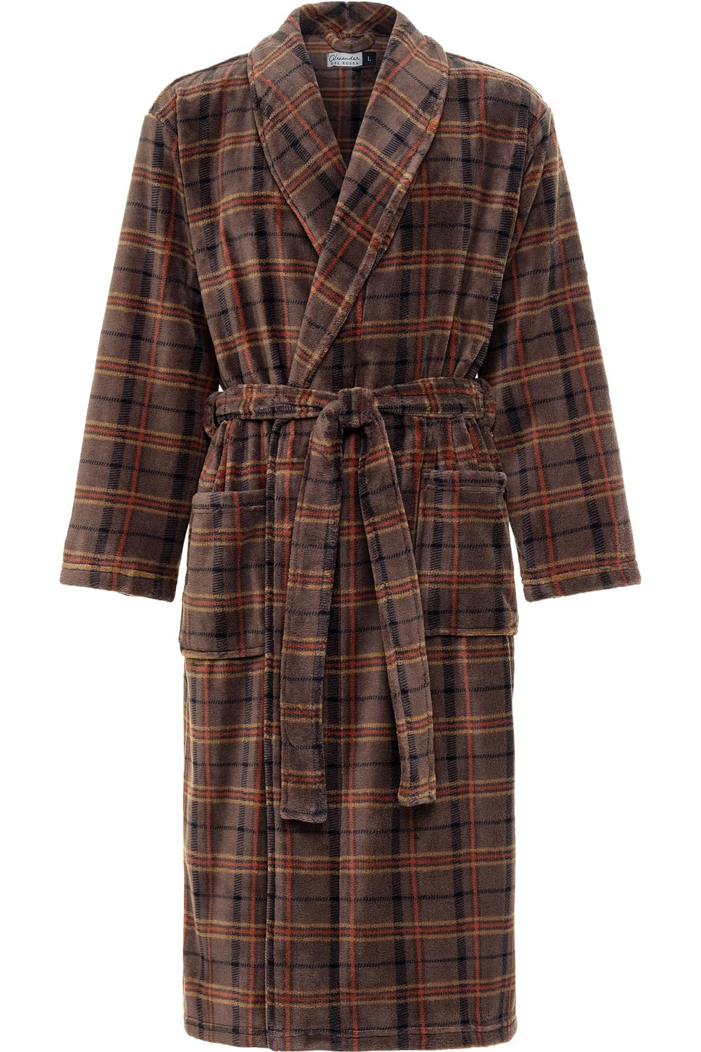 Men's Long Sleeve Lightweight Fleece Robe with Pockets, Bathrobe