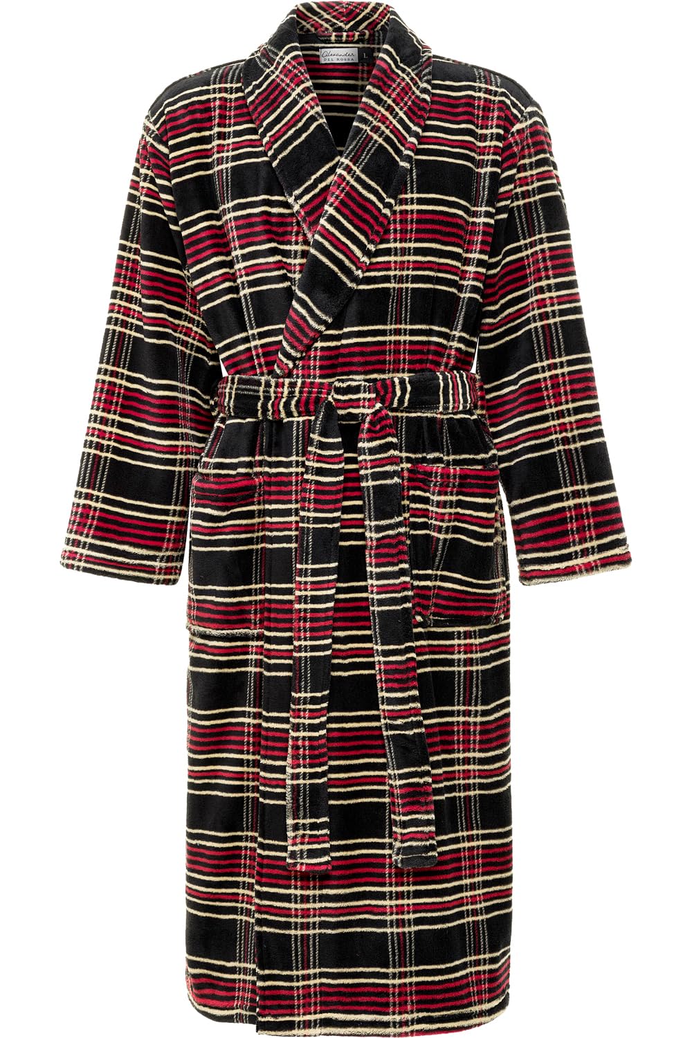 Men's Long Sleeve Lightweight Fleece Robe with Pockets, Bathrobe