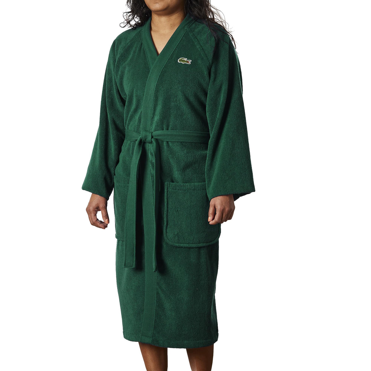 Lacoste Classic Pique Cotton Terry Bath Robe, Unisex, One Size,