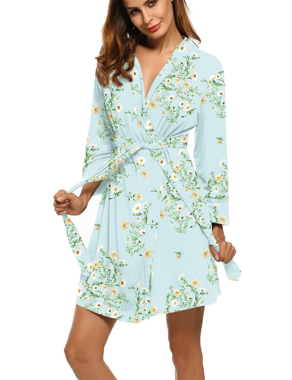HOTOUCH Womens Robe Lightweight Short Knit Bathrobe Soft Ladies Sleepwear